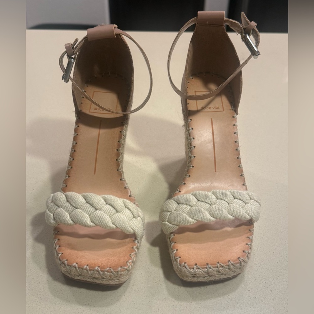 Dolce Vita Braided Espadrille Wedge Sandals Tan / Natural Size 7.5